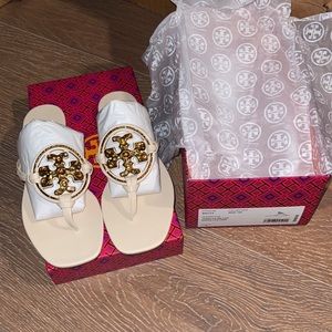 BRAND NEW Tory Burch Jeweled Miller Leather Sandal in Color Brie Size 9